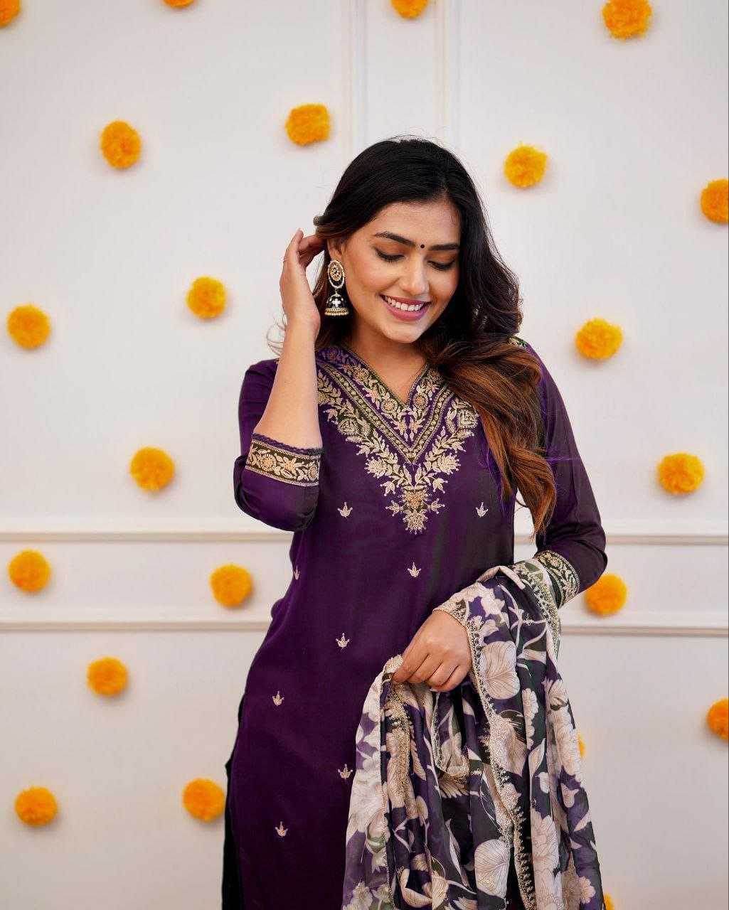 Viscose Rayon Embroidery Designer Suit - MYLUXURY LANE ENTERPRISE